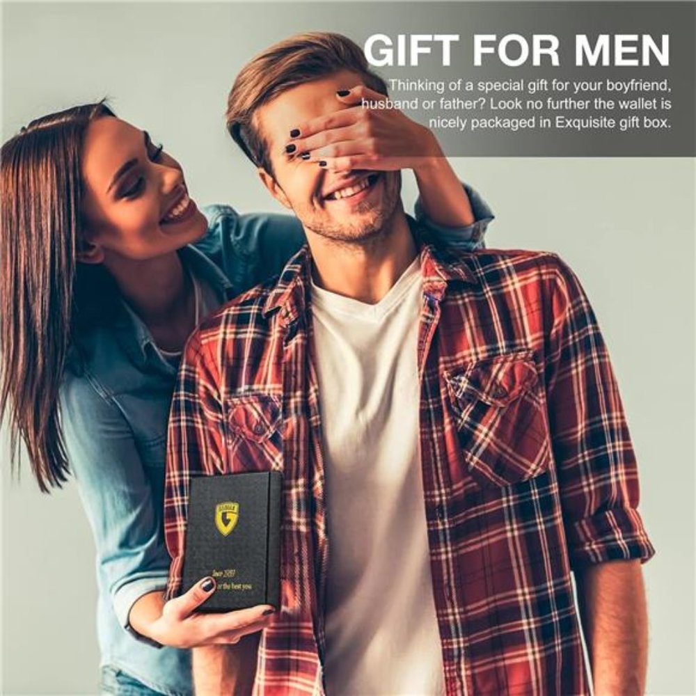 Mens Slim Wallet - Carbon Fiber & Rfid Blocking Credit Card Holder With Gift Box - Picture 3 of 6